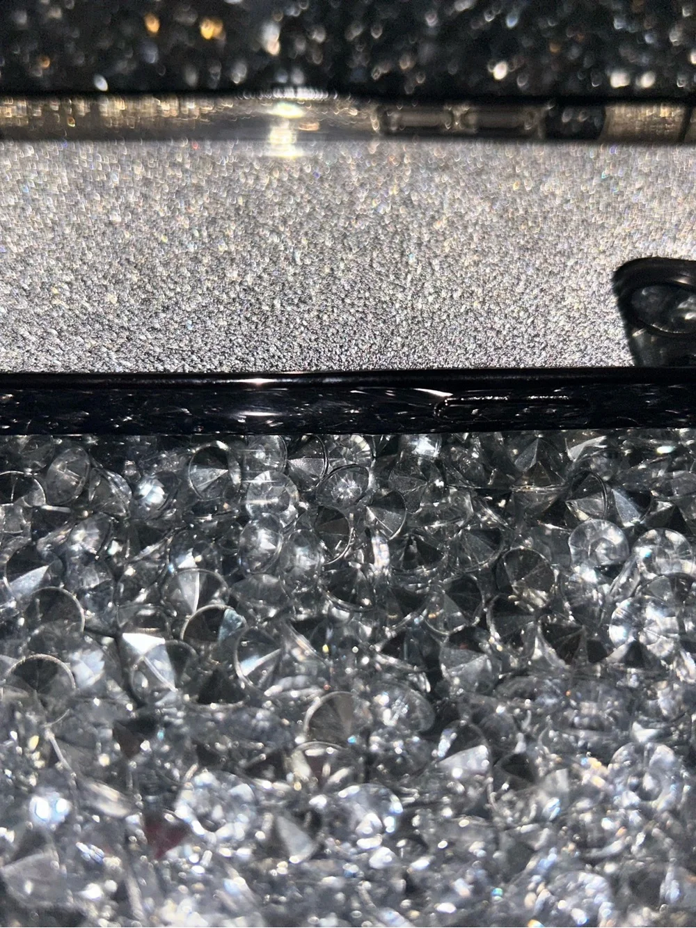 Glitter Silver Magnetic Ring iPhone Case - Clear Black Trim